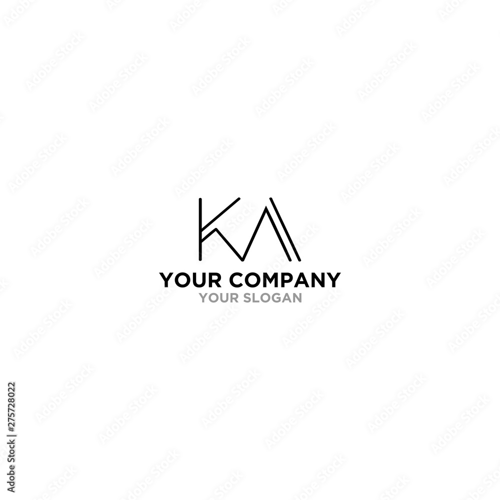 KA line logo design vector template - obrazy, fototapety, plakaty 