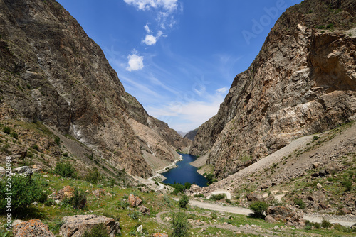 Fan Mountains in Tajikistan are one of Central Asia is premier trekking destination. The beautiful seven lake trek from Penjikent. View on the lake number one