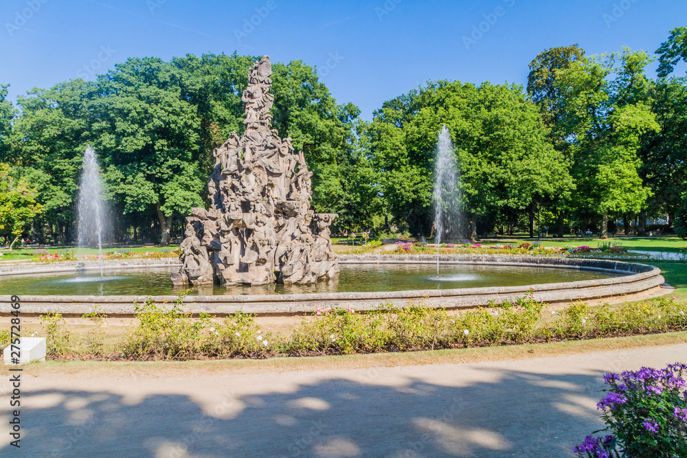 Fountain at the Palace Garden (Schlossgarten) in Erlangen, Germany