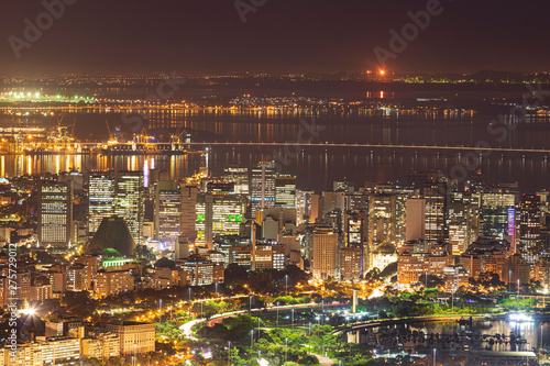 landscape of the city of Rio de Janeiro at night  South zone of Rio.