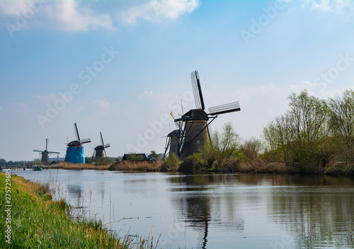 Windmills in Kinderdijk , Netherlands