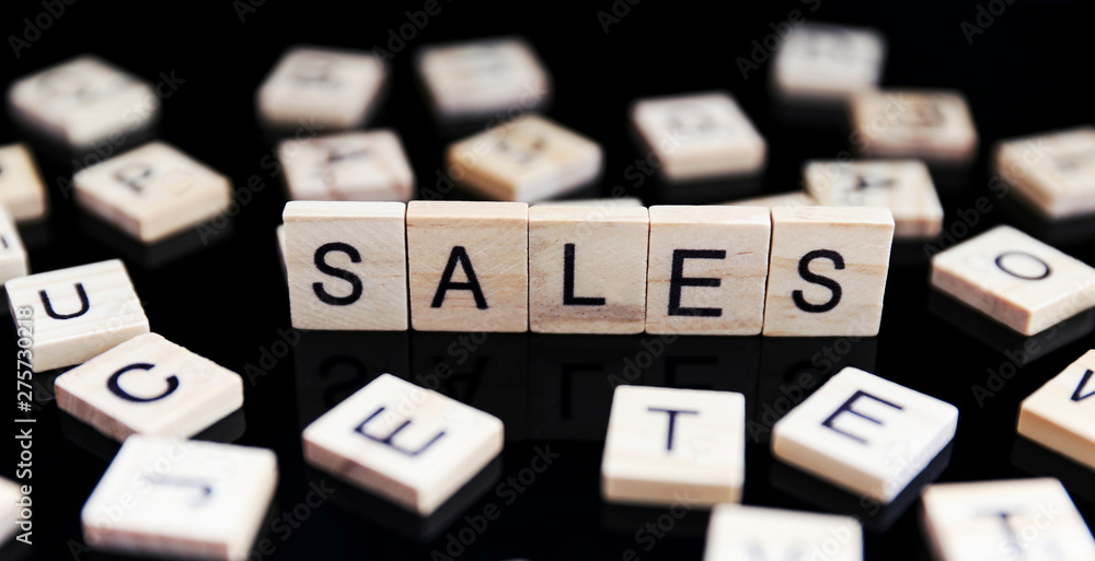 cube figure with word Sales cube figure with word Sales