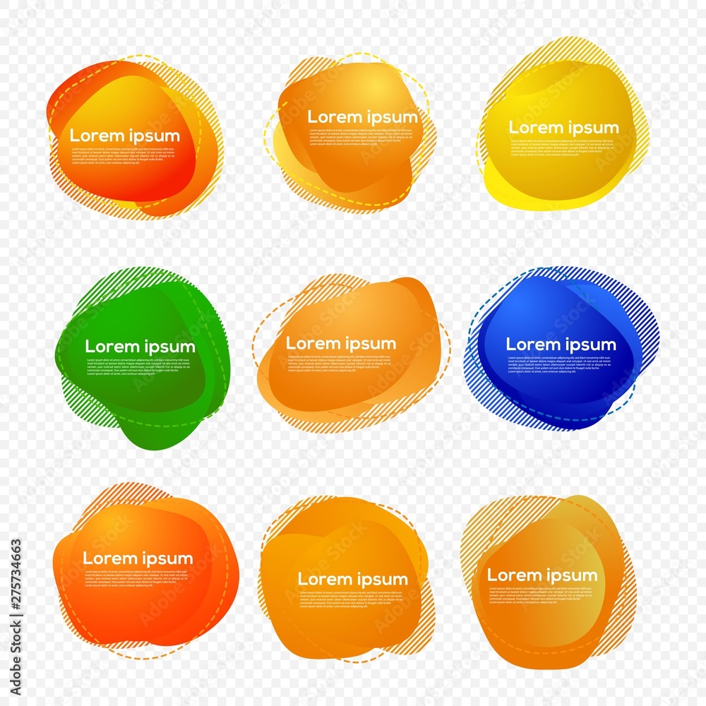 set of abstract liquid shape badge template design set of abstract liquid shape badge template design