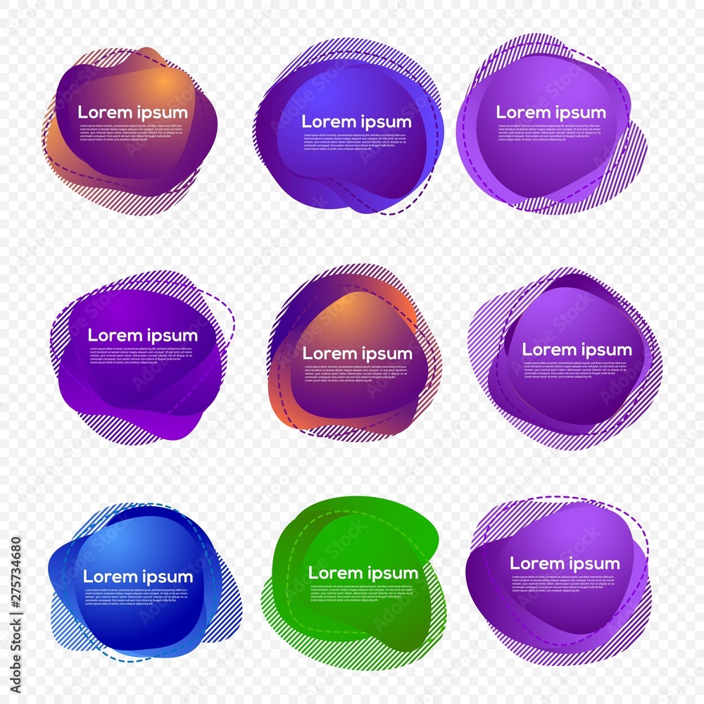 set of abstract liquid shape badge template design set of abstract liquid shape badge template design