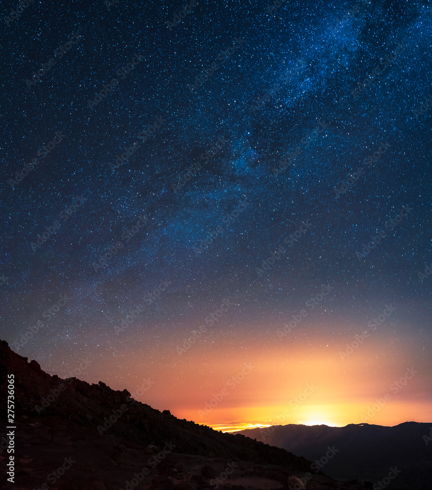 Night sky and the milky way galaxy seen from Mount Teide national park