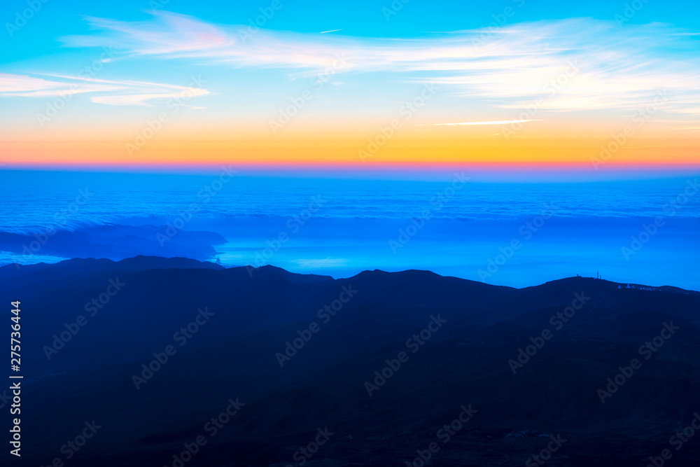 Sunrise from top of the El Teide volcano national park in Tenerife