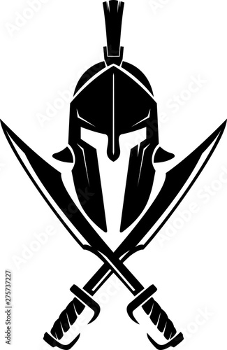 Spartan Greek Helm and Crossed Sword