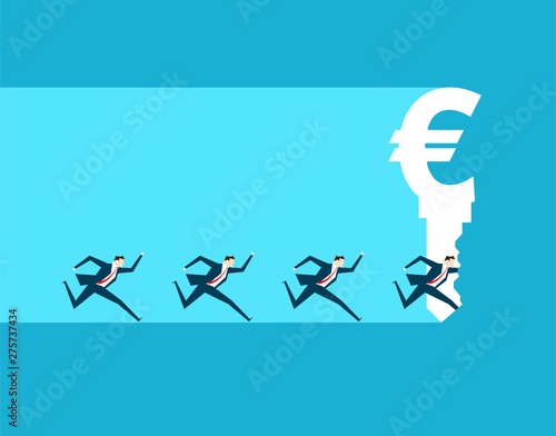 Escaped business people, currency symbols,euro