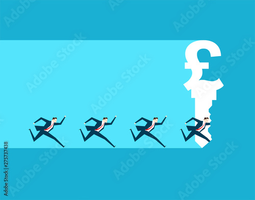 Escaped business people, currency symbols,pound