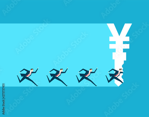 Escaped business people, currency symbols,renminbi