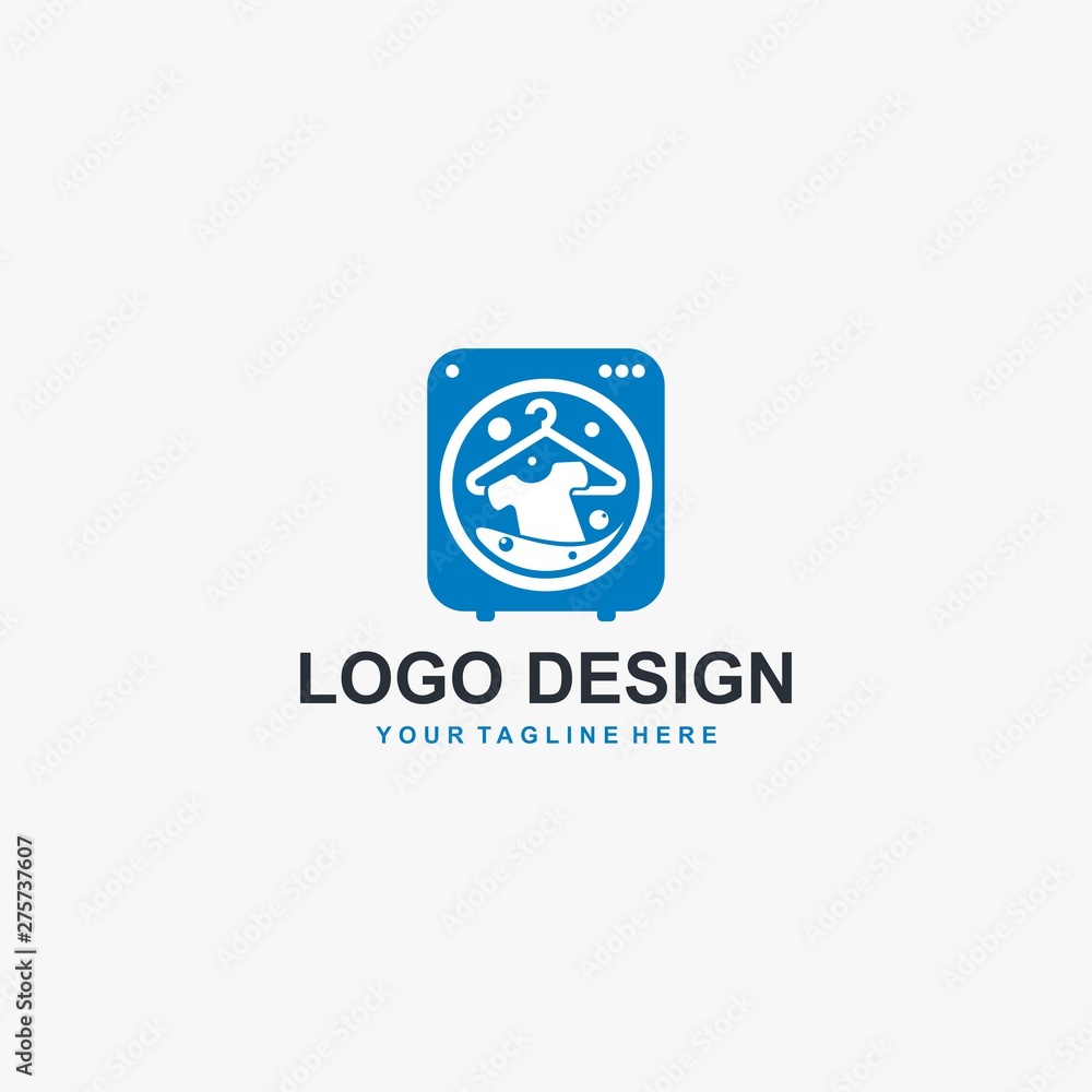 Laundry logo design icon vector. Machine laundry concept illustration. Bubble icon design. Business logo design element.