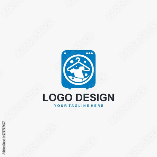 Laundry logo design icon vector. Machine laundry concept illustration. Bubble icon design. Business logo design element. © DYNECREATIVE