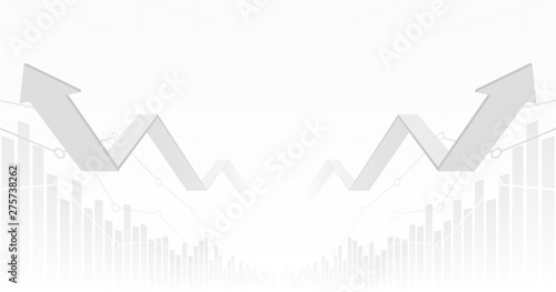 abstract financial chart with 3d uptrend line graph arrow in stock market on gradient white color background