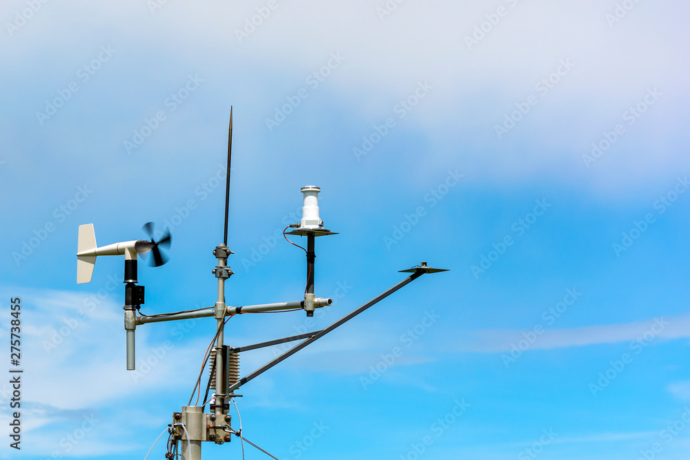 Wind Speed Anemometer Weathervane on a Windy Day Wind Speed Anemometer Weathervane on a Windy Day