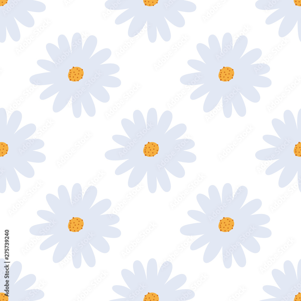 Obraz premium Seamless pattern with abstract hand drawn flowers and leaves on a white background. Vector design for wrapping paper, textile.