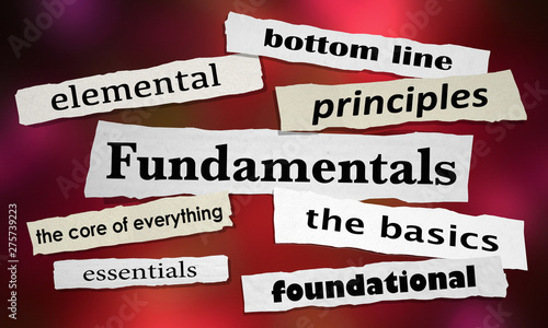 Fundamentals the Basics Foundation Headlines Newspaper 3d Illustration