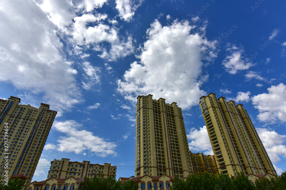 Landscape of Luannan County under Blue Sky and White Clouds, Luannan County, Hebei Province, China, June 28, 2018