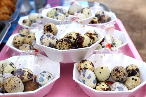 Quail eggs at street food