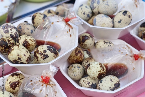 Quail eggs at street food