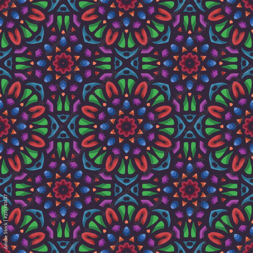 Mandala seamless pattern with rounded floral ethnic mandala ornament. Tribal pattern background