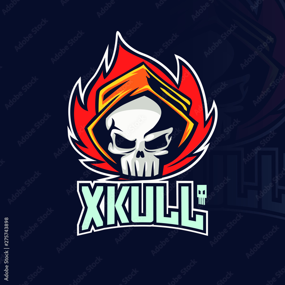 Skull vector mascot logo design with modern illustration concept style for badge, emblem and tshirt printing. skull illustration for sport and esport team