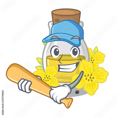 Playing baseball canola seed oil isolated in mascot