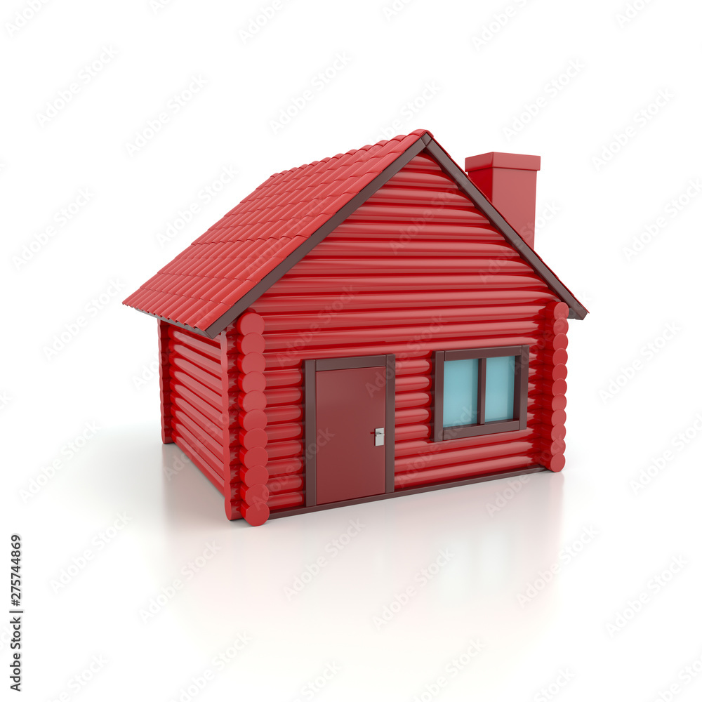 Small red house icon 3d illustration on white background Small red house icon 3d illustration on white background