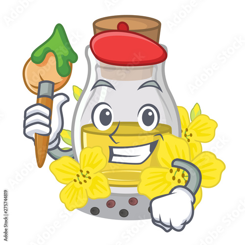 Artist canola seed oil isolated in mascot
