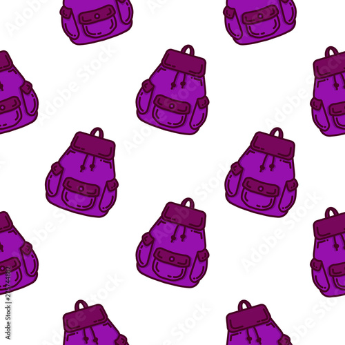 School Bag Seamless Pattern. Bag Vector Background
