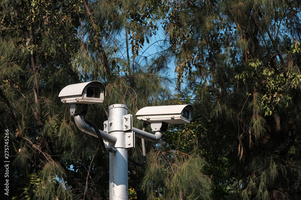 Security cameras or CCTV in the park Security cameras or CCTV in the park