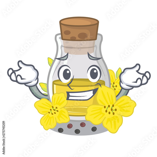 Grinning canola seed oil packaged in carton bottle