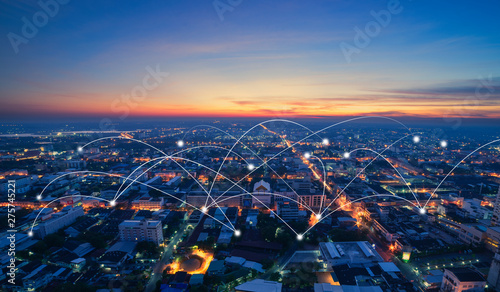 smart city and communication network photo