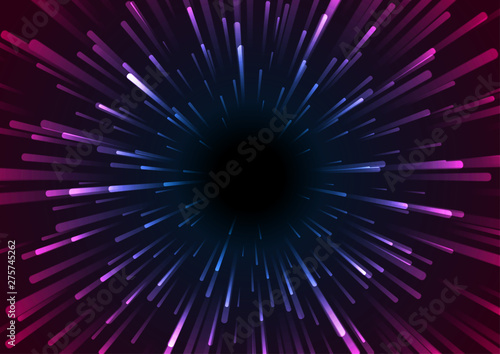 Blue purple neon space starburst abstract background