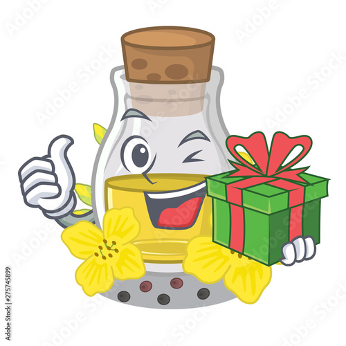 With gift canola seed oil in character shape