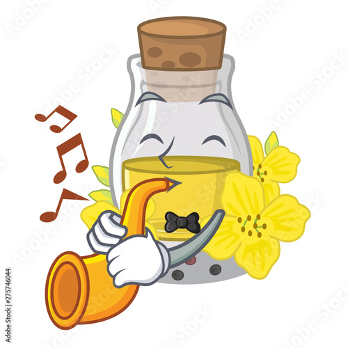 With trumpet canola seed oil in character shape