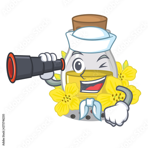 Sailor with binocular canola seed oil in character shape