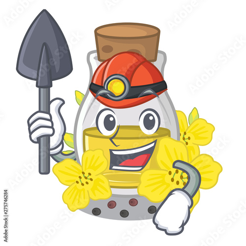 Miner canola seed oil in character shape