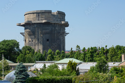 Photography Flakturm or Anti aircraft tower located in the Augarten in Vienna
