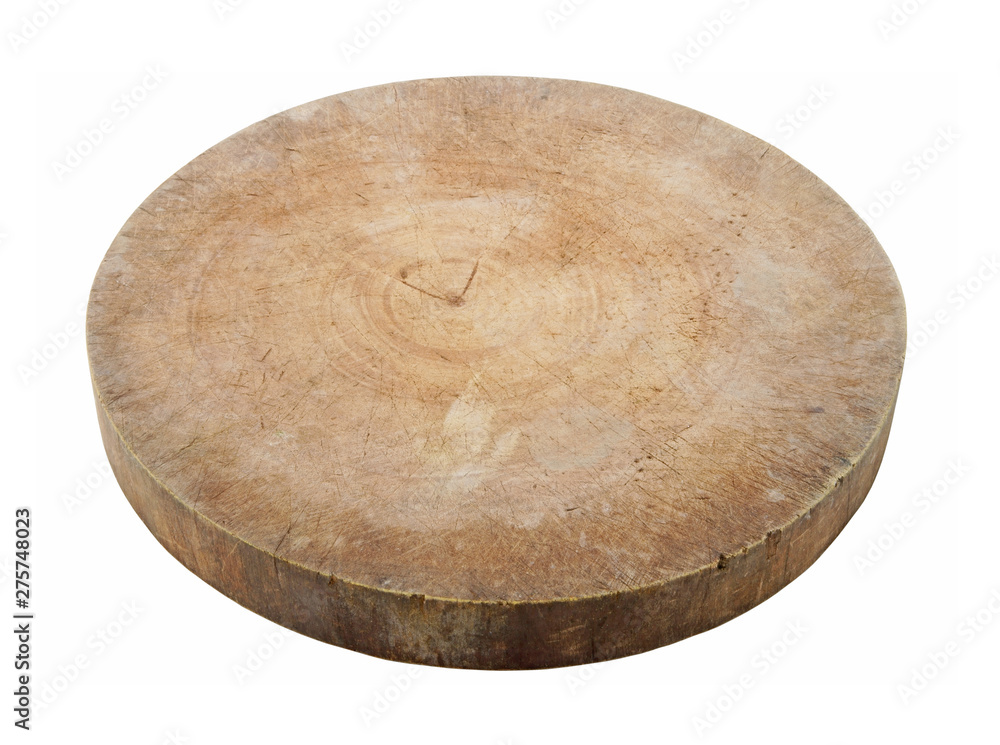 Round old grunge wooden chopping board isolated on white Round old grunge wooden chopping board isolated on white