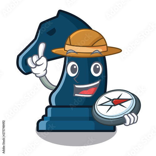 Explorer chess knight isolated with the cartoon