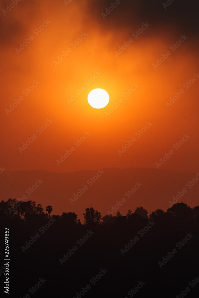 Obraz premium Sunset over the Hollywood Hills at Runyon Canyon Park, in Los Angeles, California
