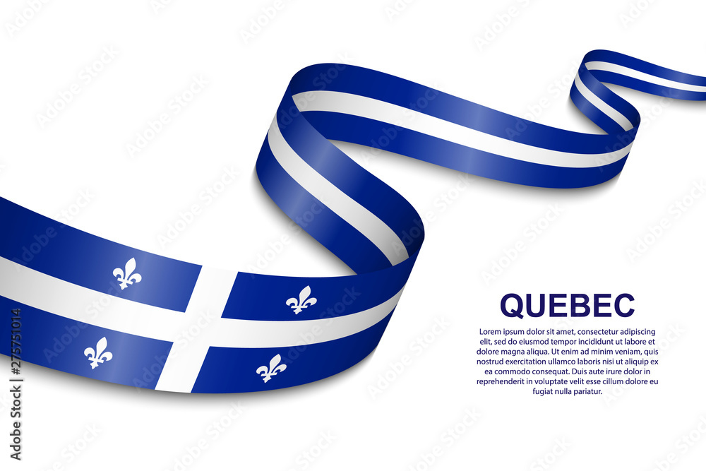 waving flag of Quebec - obrazy, fototapety, plakaty 