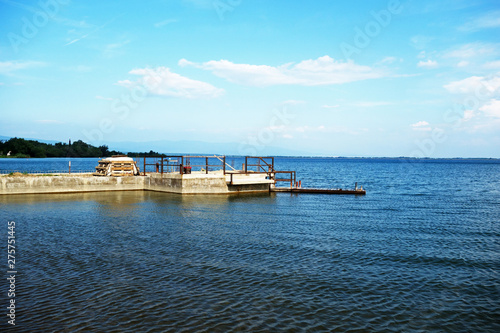 Floating jetty on the lake