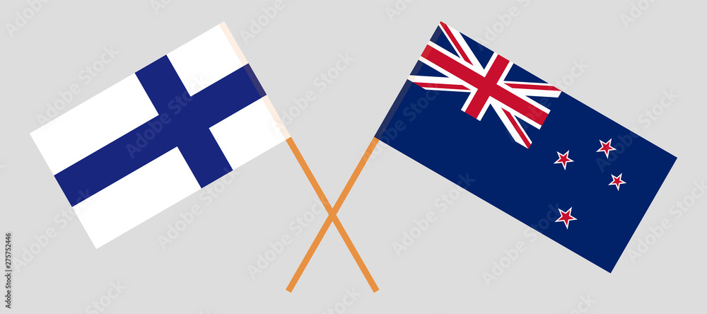 Crossed New Zealand and Finnish flags