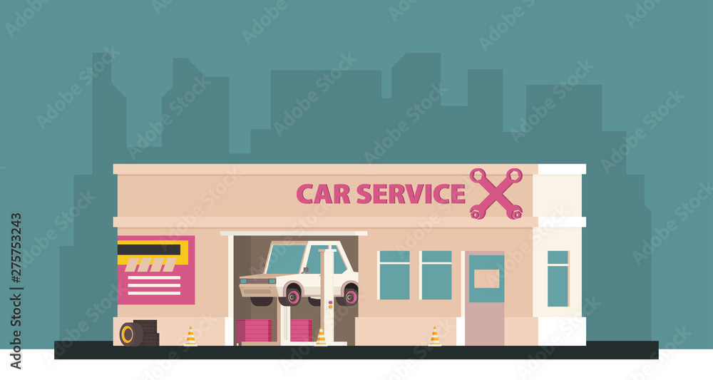 Vector Car Service flat illustration