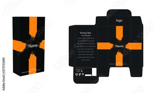 Packaging design, perfume luxury box design template and mockup box. Illustration vector.