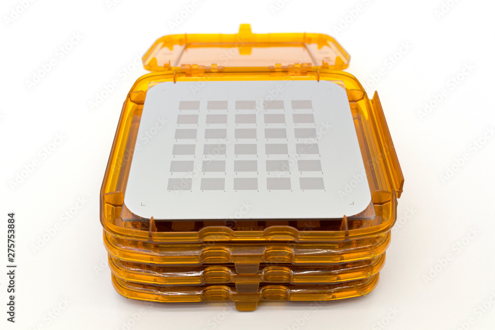 Ταπετσαρία Photo of photomasks for photolithography process an orange boxes