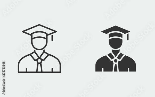 Graduation cap vector icon for graphic and web design.