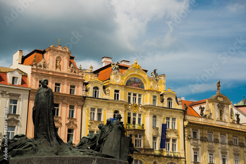 PRAGUE, CZECH REPUBLIC: Monument to Jan Hus on Old Town Square in Prague photo