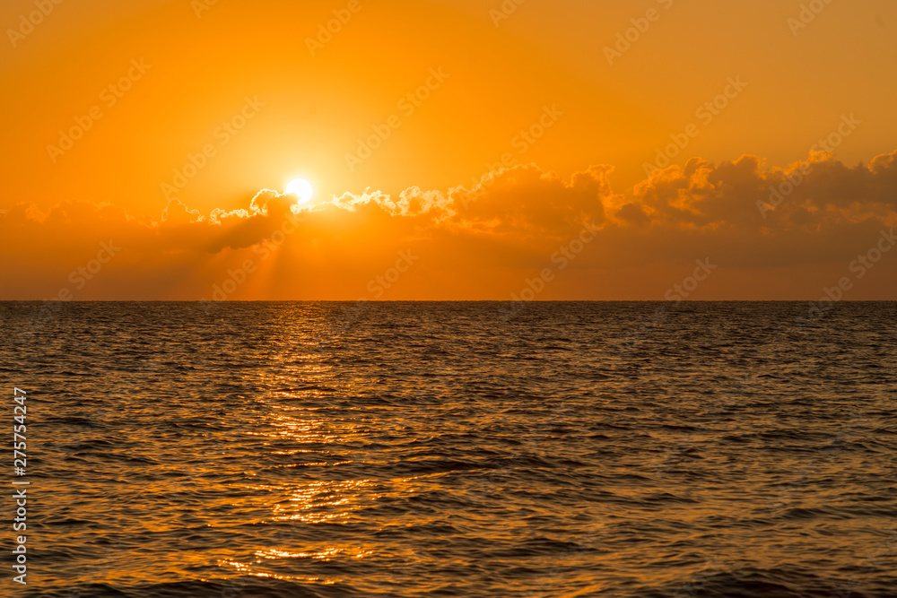 Colorful dawn over the sea, Sunset. Beautiful magic sunset over the sea. Beautiful sunset over the ocean. Sunset over water surface